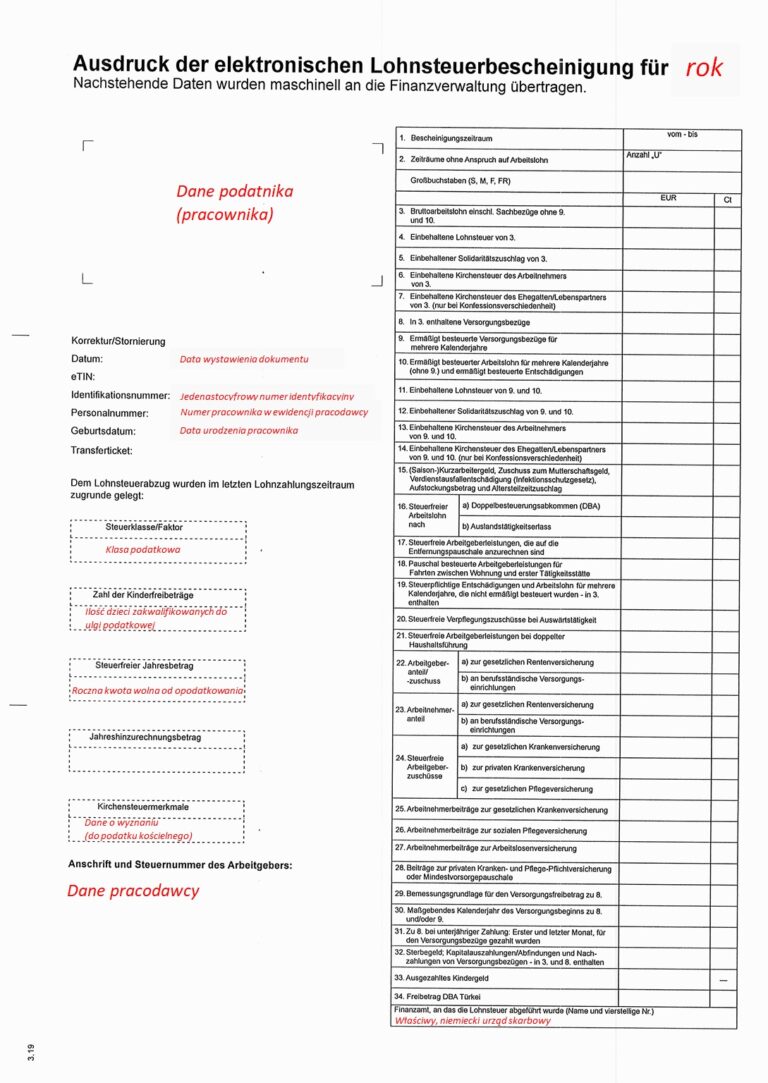 Lohnsteuerbescheinigung - Karta Podatkowa Niemcy – Czym Jest I Jak To ...